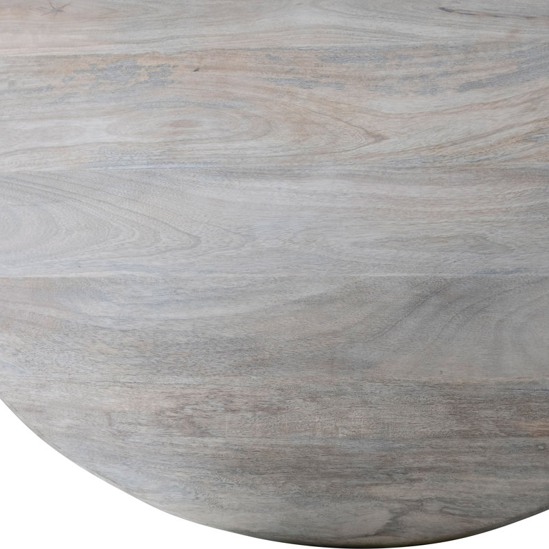 Round Whitewashed Mango Wood Pedestal Dining Table
