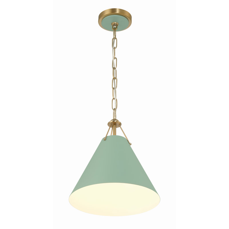 Luminaire suspendu conique en métal 1 lumière Kinston , Vert, Gold