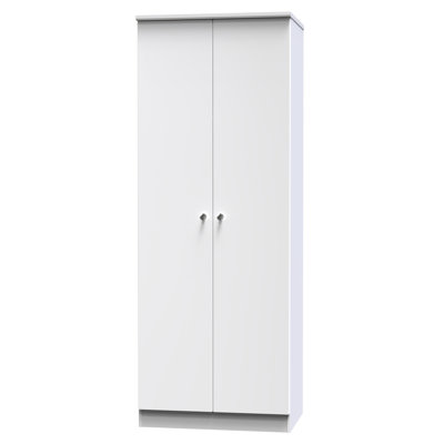 Lumiere 2 Door Wardrobe with Sensor lighting  with LED lights in White Gloss & White (Ready Assembled)