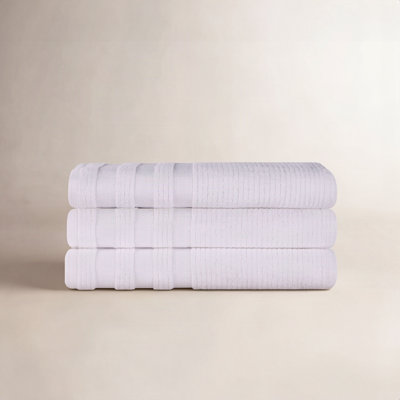 3-Piece Geometric Zero-Twist Cotton Towel Set