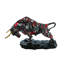 Statue de taureau en résine Nifao - sculpture de taureau multicolore tourbillonnant intérieur / extérieur, design abstrait jaune, bleu, rouge et violet avec cornes dorées sur base noir brillant pour les maisons, bureaux 14 po x 4 po x 9 po-257420599