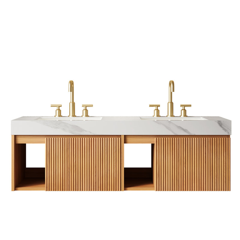 Meuble-lavabo 30 po, Bois naturel, 60" W, Centerset