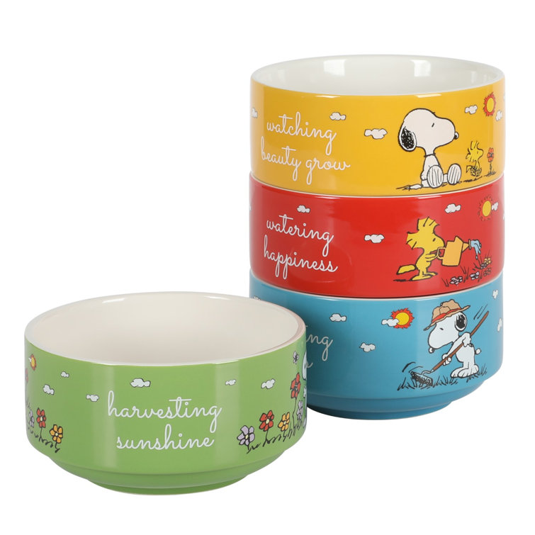 Peanuts Snoopy Charlie Brown Bamboo Dining Set for Kids Plate, Bowl, Cup  and Utensils 5 Piece Dinnerware Set