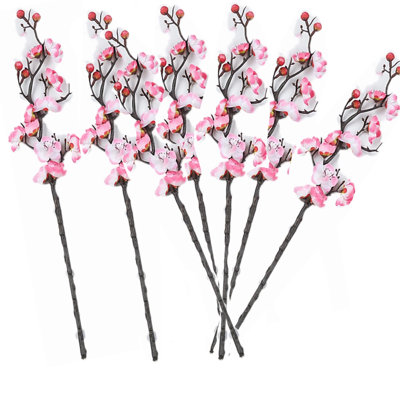 Fleur de prunier artificielle, fleurs de prunier artificielles, arrangements de branches en soie pour un mariage d'hiver, fête, hôtel, décoration de bricolage, lot de 7