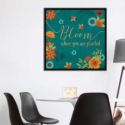 «Flourish in Teal I», art textuel sur toile