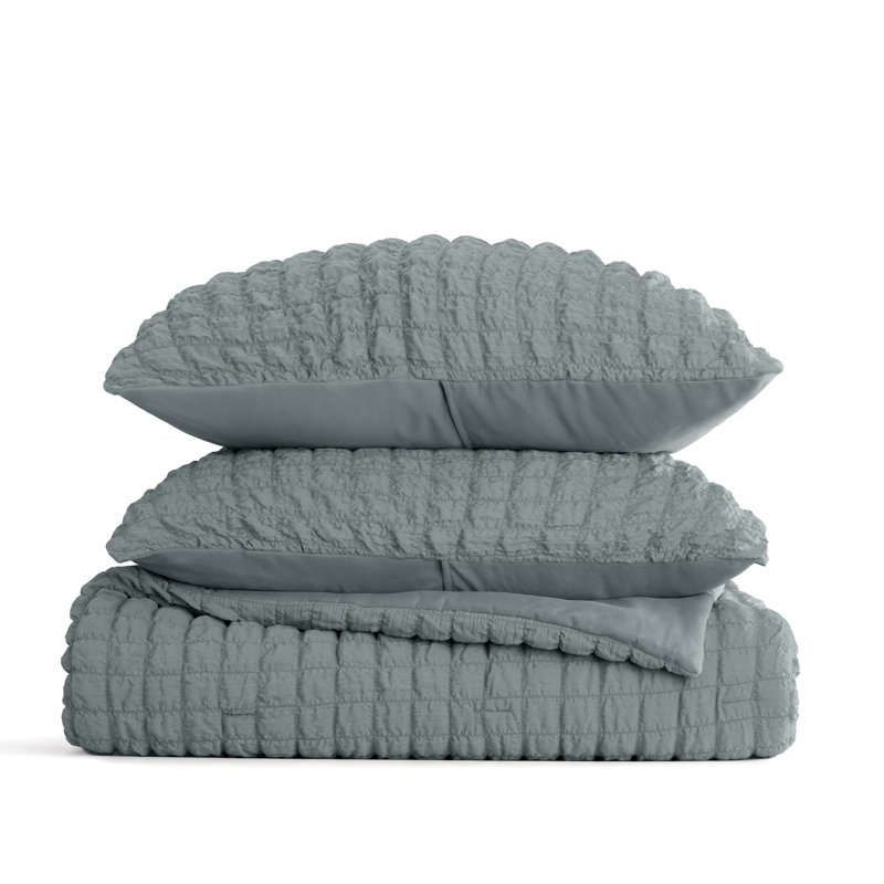 Seersucker Textured Comforter Set, Light Blue, Twin / Twin XL Comforter + 1 Sham