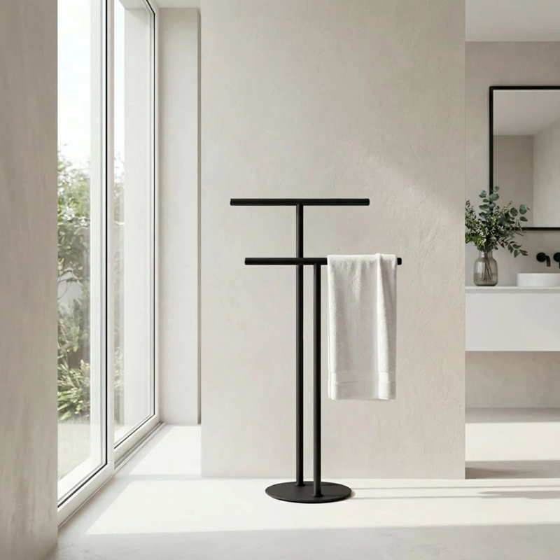 Porte-serviettes autoportant à double «T», Matte Black