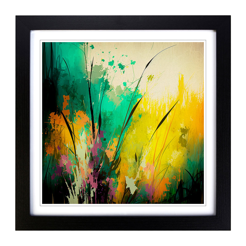 Meadow - Single Picture Frame Print on Wood, Black
