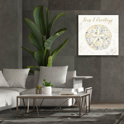 «Seaside Blossoms IV Blue Greetings» par Jess Aiken, art mural sur toile, 18 po x 18 po