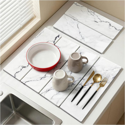 Diatomaceous Earth Dish Drying Mat Large Size, Super Absorbent Quick Dry Foldable Kitchen Counter Pad