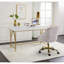 Spada 2-Drawers Writing Desk in White High Gloss and Gold