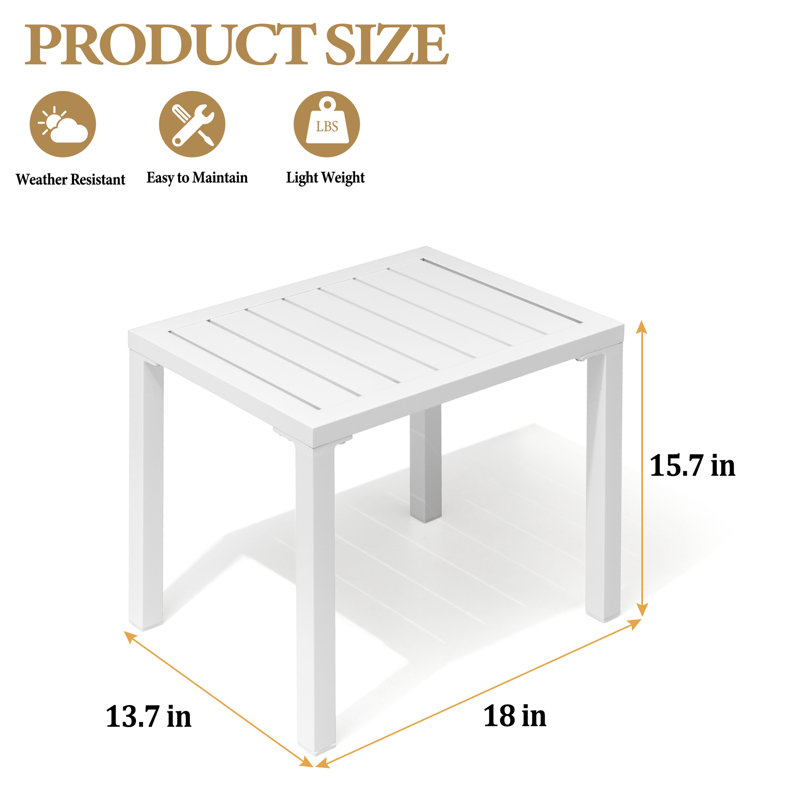 Bridgitte Aluminum Side Table, White