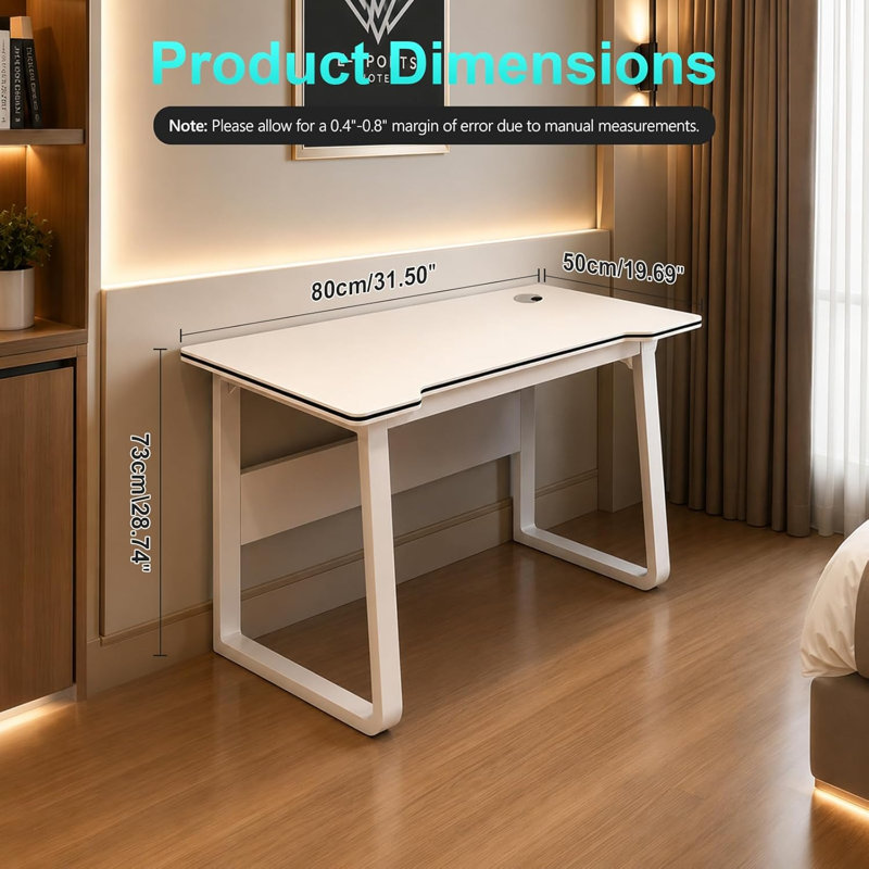 HDHNBA 80cm Sturdy Metal Frame Gaming Computer Desk With Arc Edge And Anti Collision Design, L: 80cm / W: 50cm / H: 73cm