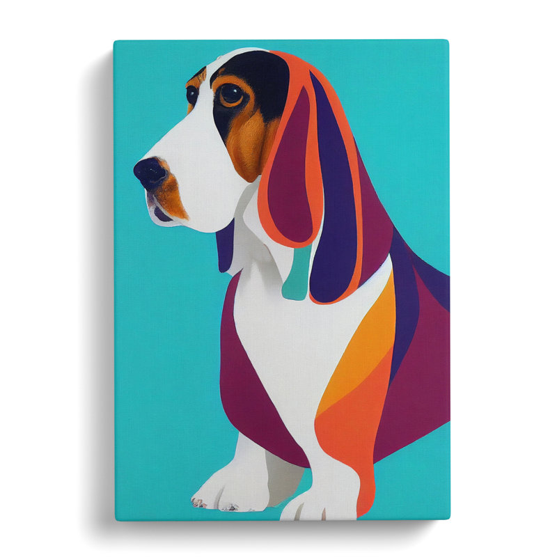 Basset Hound Abstract - Wrapped Canvas, 60cm H x 40cm W x 3cm D