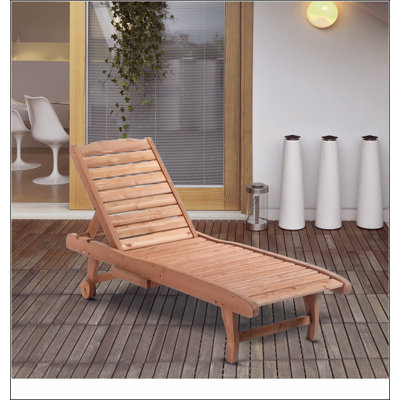 Outsunny Outdoor Chaise Lounge Pool Chair, Built-In Table, Reclining Backrest for Sun tanning/Sunbathing, Rolling Wheels