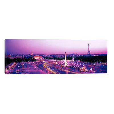 Dusk Place De La Concorde Paris France 1 Piece Panoramic Wall Art on Canvas