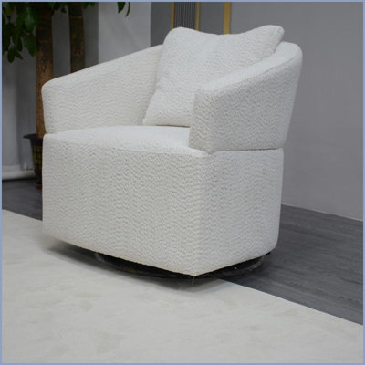 Fauteuil d'appoint pivotant à 360 ° en velours beige moderne - Structure simple en bois massif pour le salon, la chambre et le bureau | Beige | Bois | Tissu
