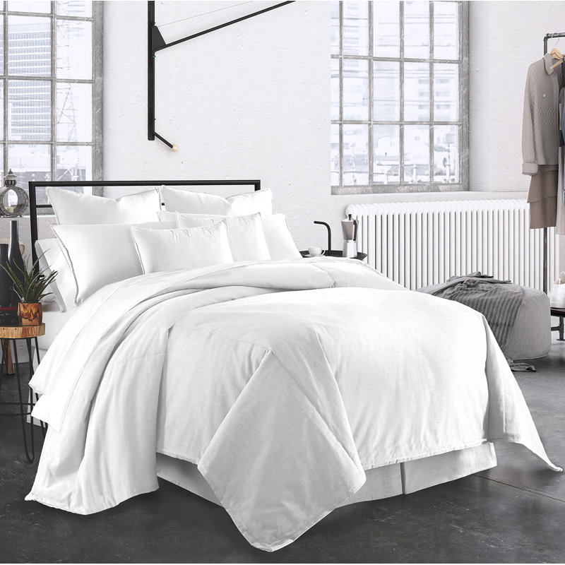 Carter Comforter Set, Queen Comforter + 2 Shams + 2 Throw Pillows, White