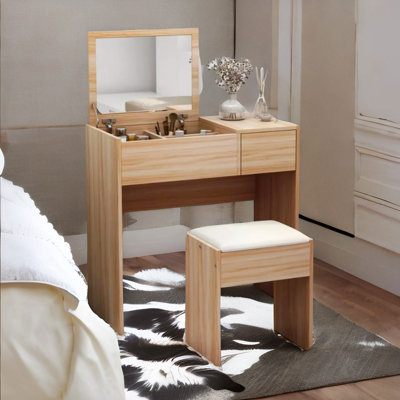 Dressing Table with Mirror and Seat and Storage Included