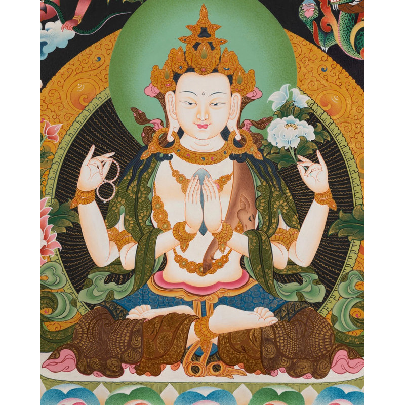 Avalokiteshvara | Chenrezig Thangka (Thangka sans brocart)