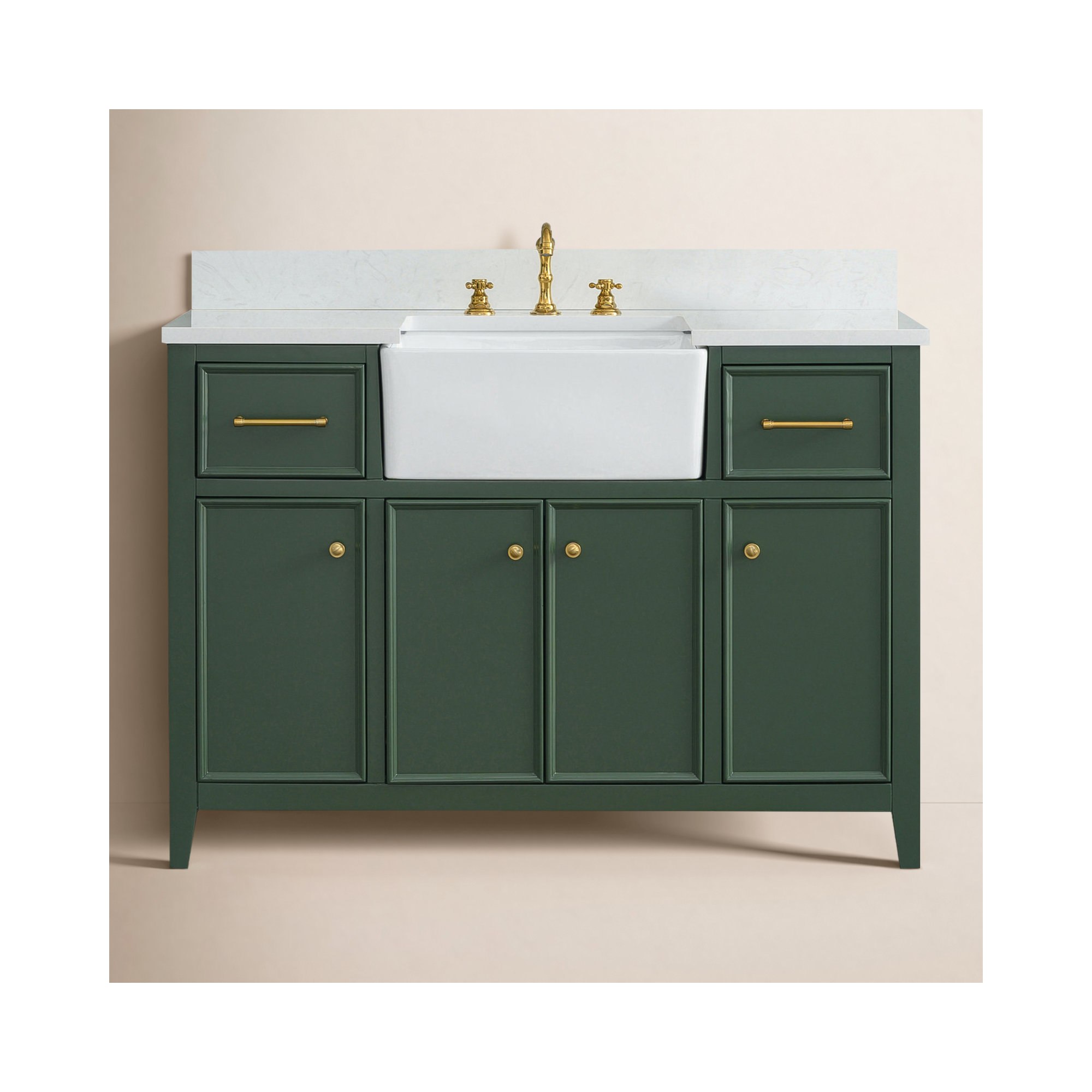 Aisa 48" Single Bathroom Vanity, Evergreen/Brushed Gold