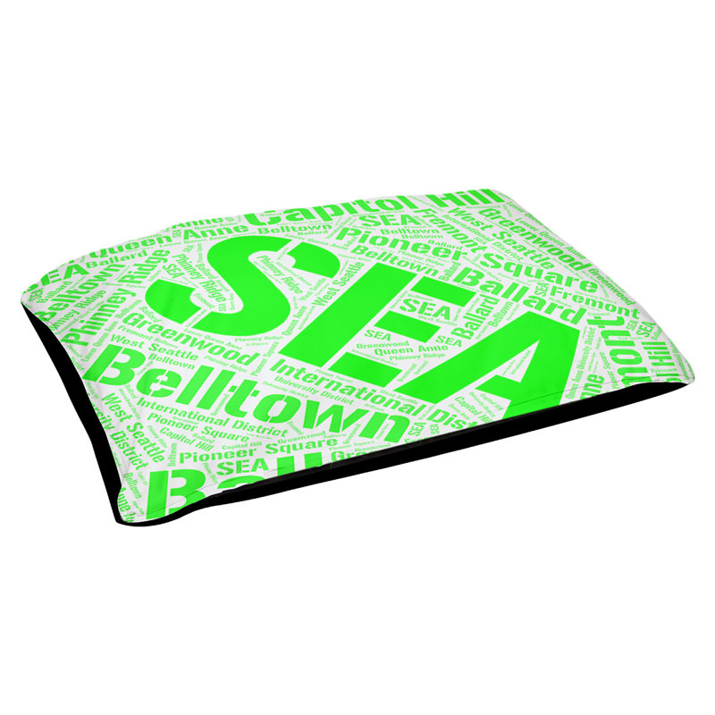 Coussin de chien « districts », Vert, Grand (l 40 po x P 30 po x H 14 po), Seattle