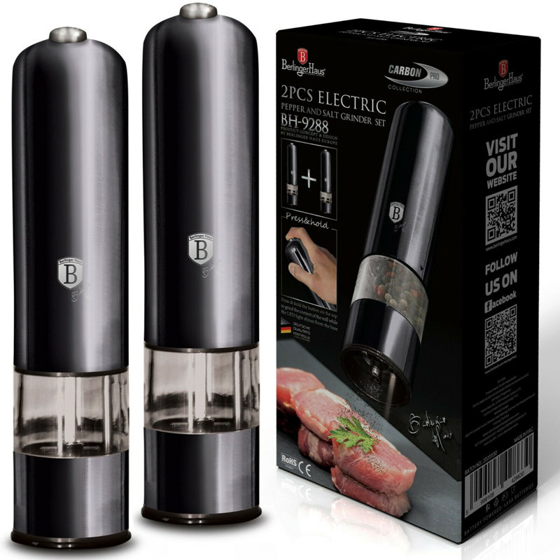 Brand Battery Powered Salt & Pepper Mill Set