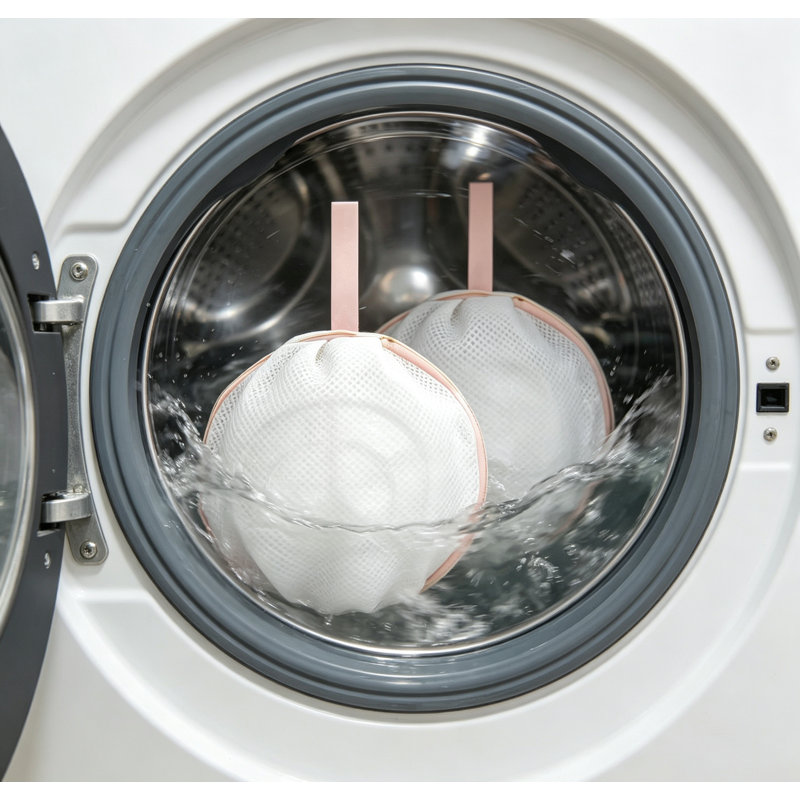 Sac de lavage pour soutien-gorge avec armature en plastique intégrée, protection de linge en maille sandwich 3 couches pour bonnets A à D