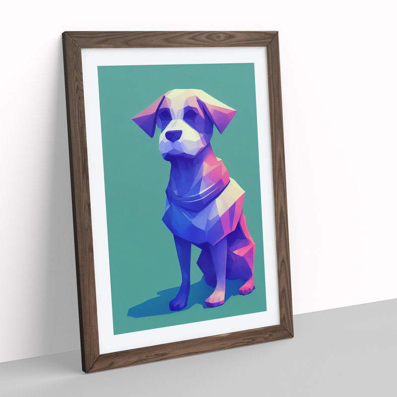 Sitting Dog No.1 Abstract - Framed Print, 34cm H x 25cm W x 2cm D, Walnut