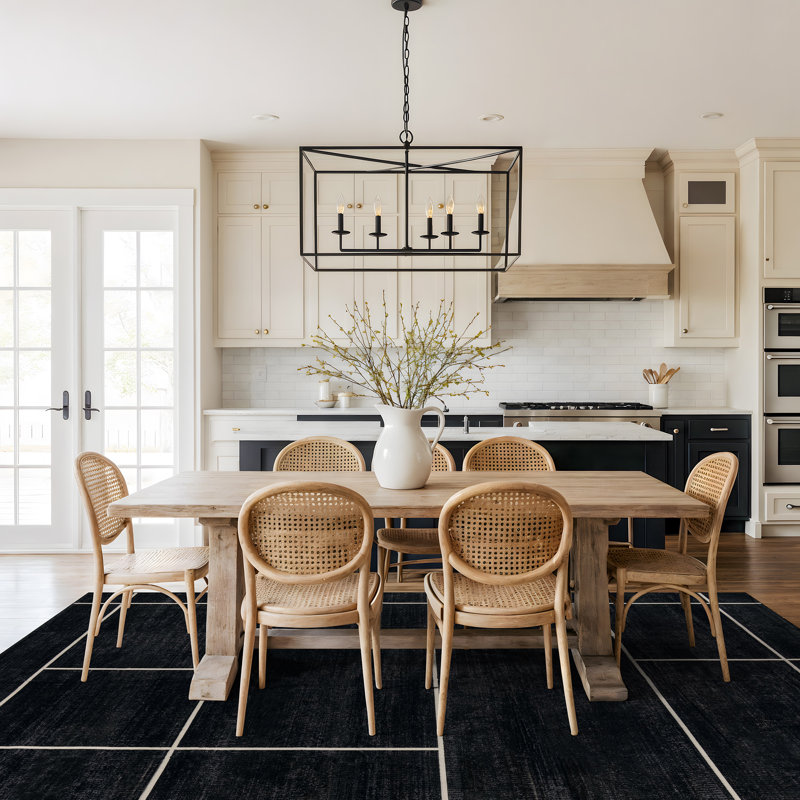 Tapis noir antidérapant Windowpane Grid, 6 pi 6 po x 9 pi