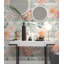 Papier peint amovible avec fleurs de pivoines roses pâles et feuilles grises-99178870