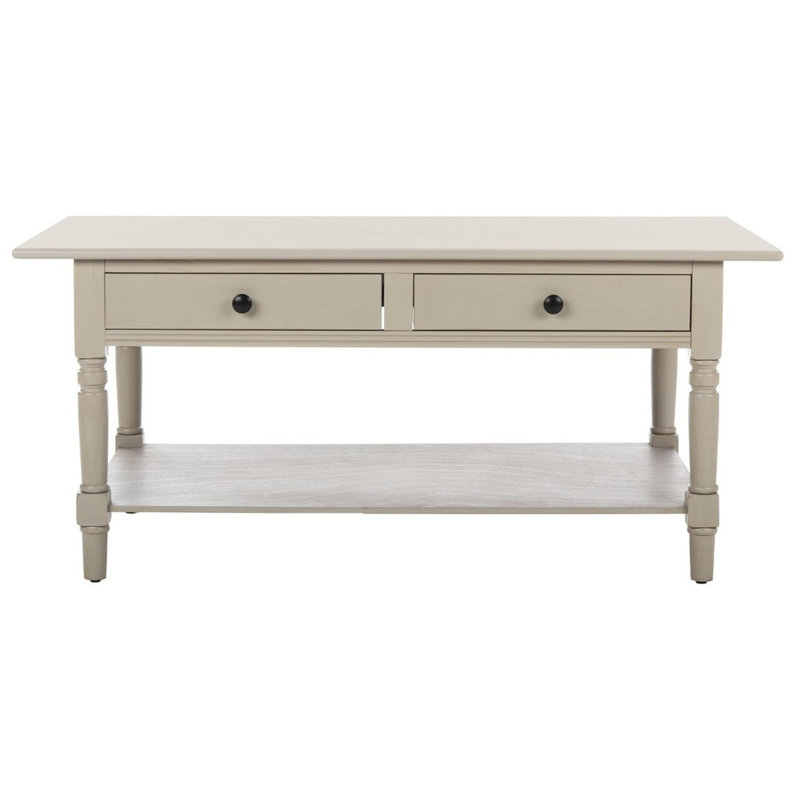 Table basse 2 tiroirs Barrasso, Gris clair