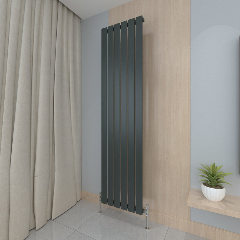 Flat Panel Central Heating Designer Radiator, 180cm H x 40.8cm W x 4.6cm D, Anthracite