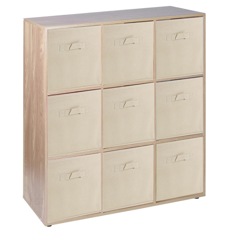 Milanna 90.5 cm H x 89 cm W Cube Bookcase, Oak/Beige