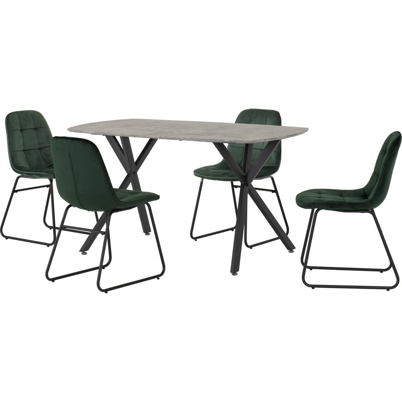 Wyarno 4 - Person Dining Set, Emerald Green