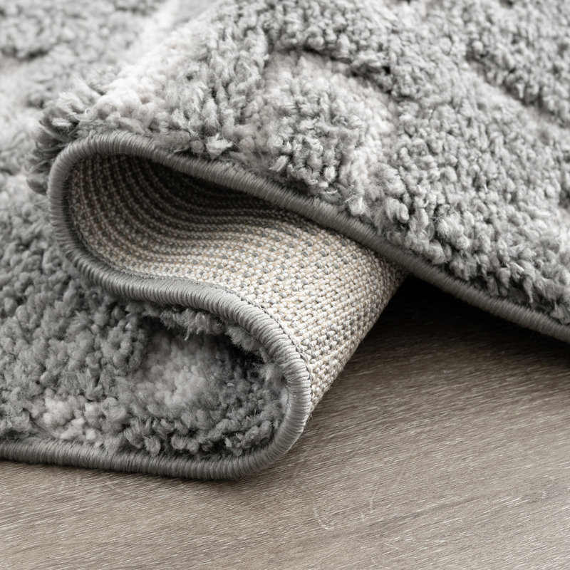Tapis d'intérieur gris à poils longs Kierre, Rectangle 7 pi 9 po x 10 pi 3 po