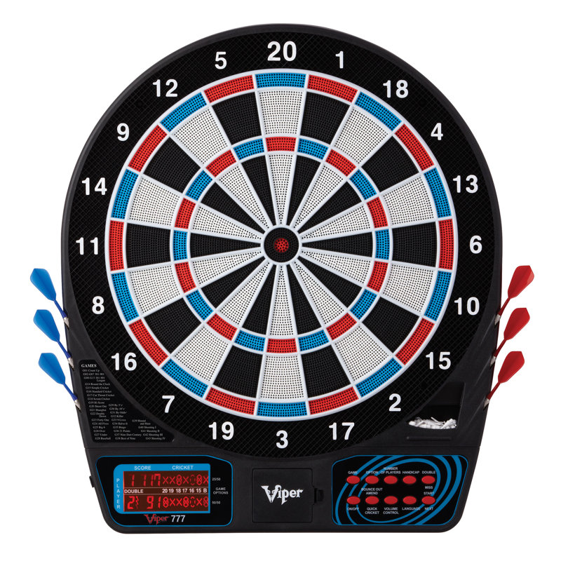 Cinnamon Pine Electronic Dartboard Cabinet Set with LED Light