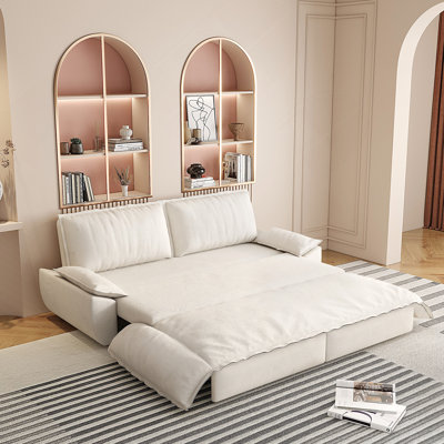 73.2 Queen Pull Out Sofa Bed, 3-In-1 Convertible Sleeper Sofa, Multi-Functional Velvet Loveseat Bed For Modern Living