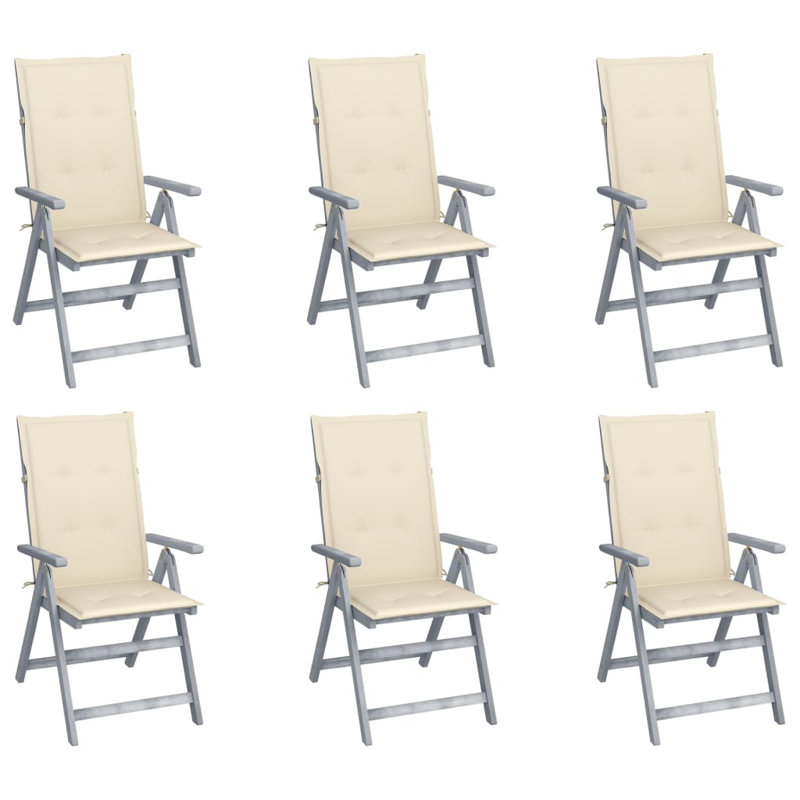 Chaise de patio en acacia avec coussin, Crème