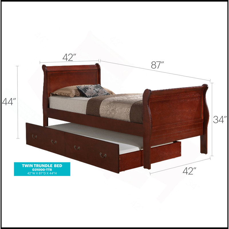 Classic Cherry Twin Bed With Storage, Twin