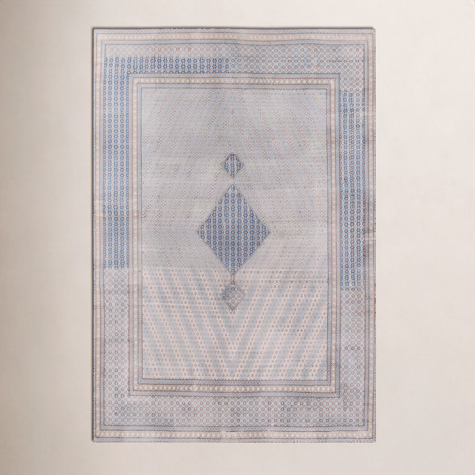 Favager Blue Light Brown Oriental Rug, Rectangle 2' x 3'