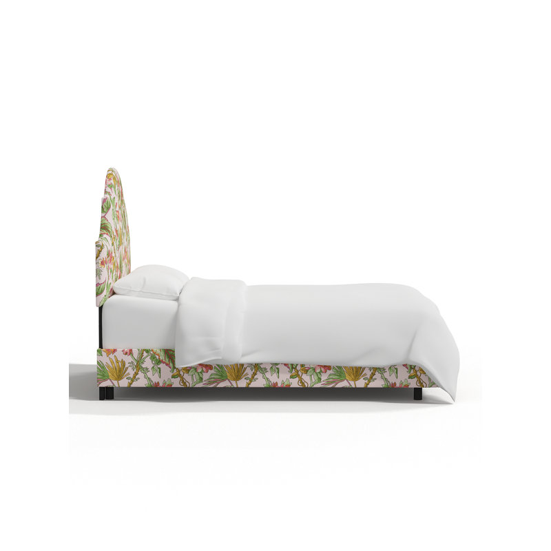 Red from Scalamandre Crafted by Cloth & Company Geneva Bed in Pattern, King, Scm Tropical Floral Blush Linen