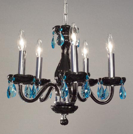 Lustree 5 lumières façon bougie/classique Fairweather, Noir, Cristal blanc