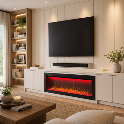 Black Electric Fireplace with 5000 BTU
