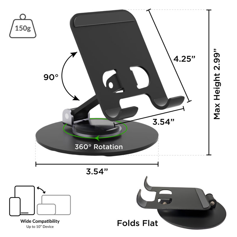 Support pour téléphone portable pivotant à 360 ° Uncage, Noir
