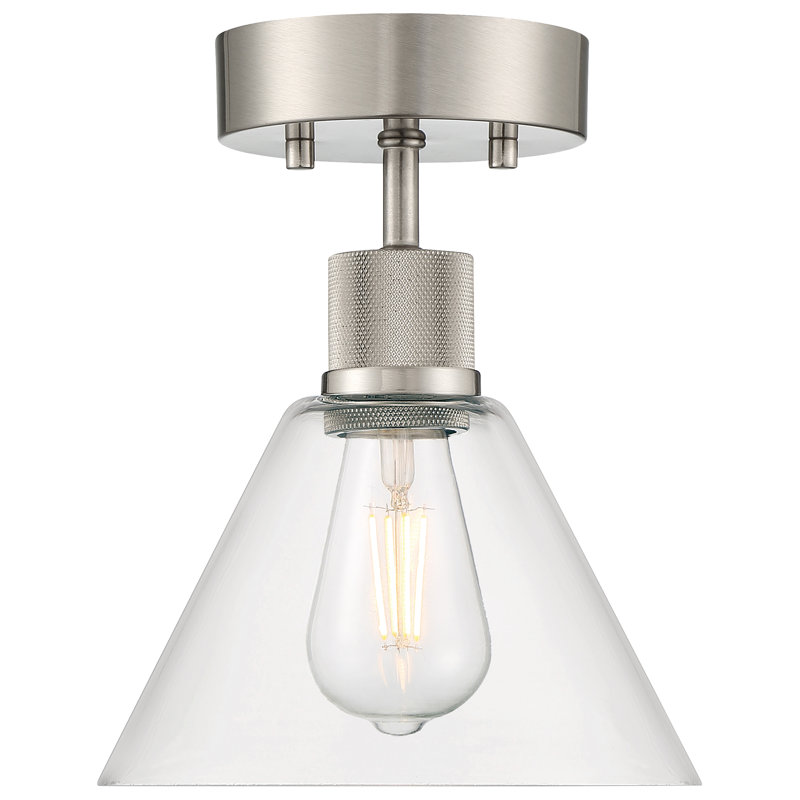 Southglenn Glass Semi Flush Mount, Brushed Steel