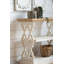 Console 35,5 "x 14" x 32 ", blanc et bois naturel vieilli, console de style champêtre