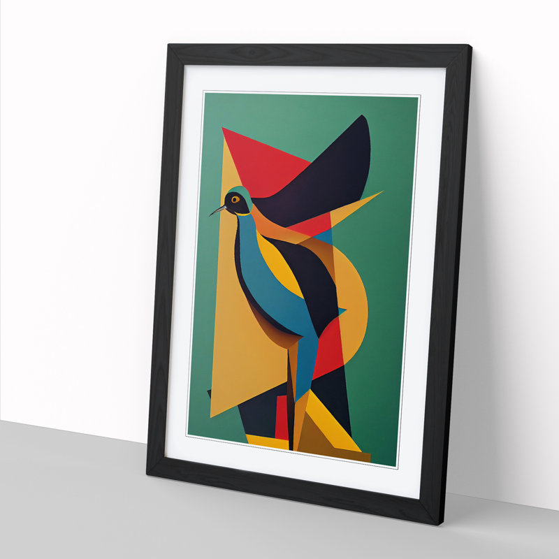 Swallow Bird Abstract Vol.3 - Single Picture Frame Print, 34cm H x 25cm W x 2cm D, Oak