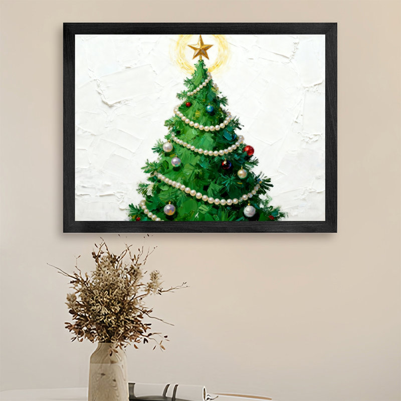 Arbre de Noël rétro noir, art mural, impressions de style rétro, H 13 po x l 17 po