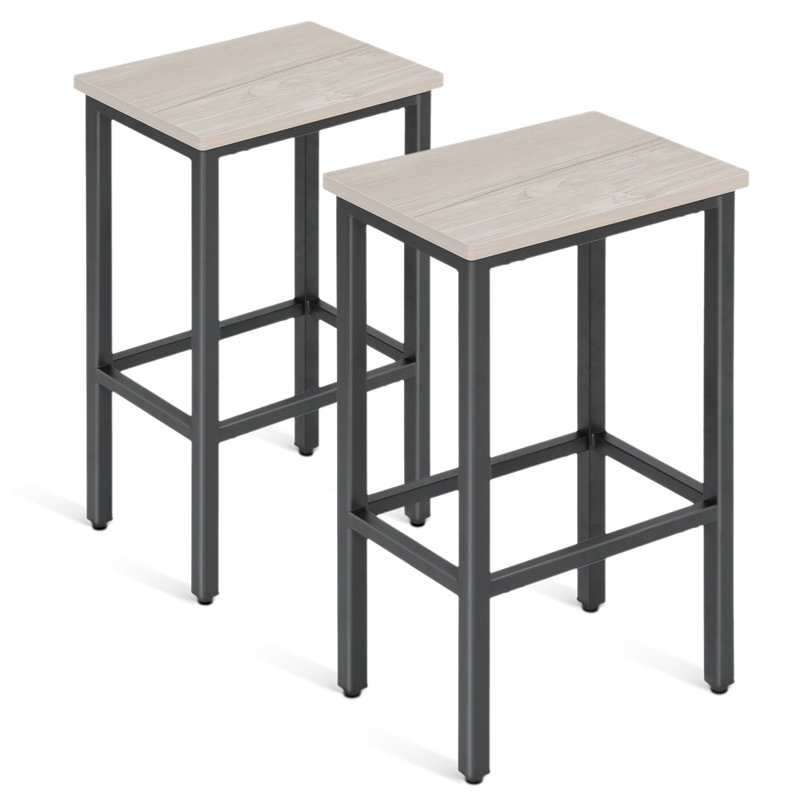 Bar Stools Barstools, Counter Height Breakfast Stools with Footrest for Kitchen Island, Dining Room, Grey/Black